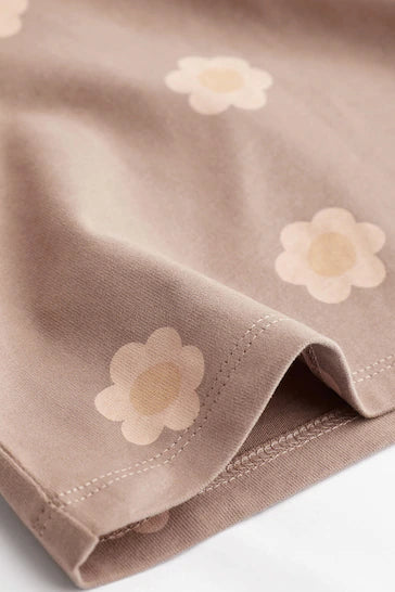 |BabyGirl| Conjunto Com 4 Blusas De Manga Comprida Para Bebês - Chocolate Brown/Pink All Over Print