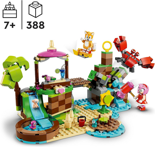 LEGO 76992 Sonic the Hedgehog Amy's Animal Rescue Island Playset, brinquedo montável com 6 personagens, incluindo figuras de Amy e Tails, presentes para crianças, meninos e meninas com mais de 7 anos