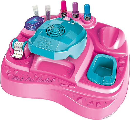 Clementoni 18730 Crazy Chic Studio Designer, Set de Esmaltes, Arte y Manualidades, Uñas Infantiles, Regalos para Niñas de 7 Años, Manicura Hecha a Mano, Juguetes Creativos