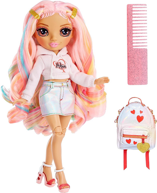 Rainbow High Rainbow Junior High Special Edition - KIA HART - Boneca fashion posável rosa de 9"/22,86 cm com acessórios e mochila macia aberta/fechada - Ótimo presente de brinquedo para crianças de 4 a 12 anos