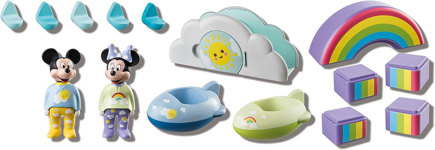 Playmobil 71319 1.2.3 y Disney: Mickey's & Minnie's Cloud Home, Mickey Mouse, juguetes educativos para niños pequeños, juguetes de regalo y diversión, juegos de rol imaginativos, sets aptos para niños mayores de 12 meses