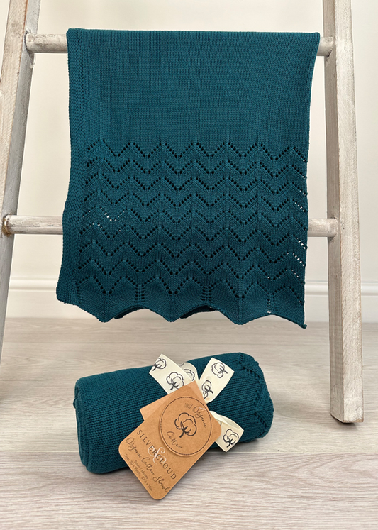 Silvercloud Xale de algodão orgânico azul-petróleo