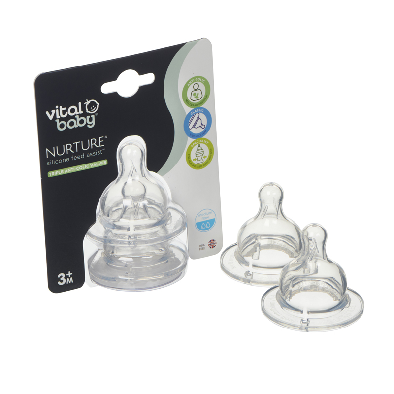 Vital Baby NURTURE Silicone Feed Assist Tetina Fluxo médio 2 unidades