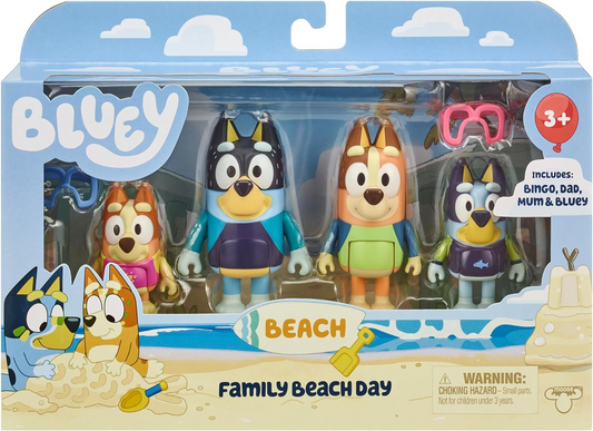 Bluey 17547 Family Day - Figura de playa, 4 unidades, multicolor
