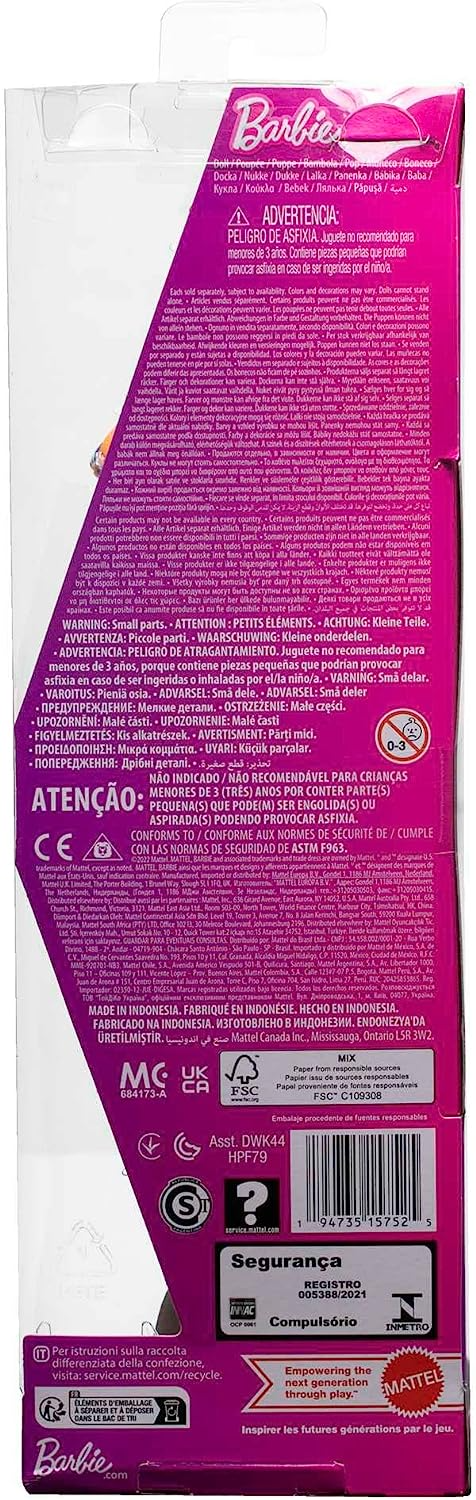 Barbie Fashionistas Ken Doll #211 con cabello rubio, camiseta Cactus y pantalones cortos blancos con zapatillas deportivas, HJT10