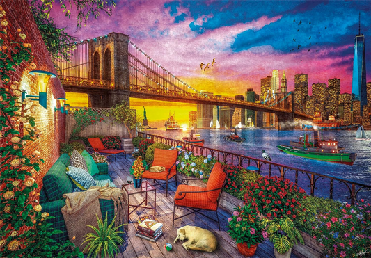 Clementoni 33552 Colección Manhattan Balcón Atardecer 3000 Piezas, Puzzle para Adultos Made in Italy, Multicolor