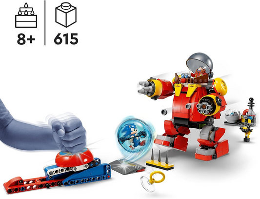 LEGO 76993 Sonic the Hedgehog Sonic vs. Eggman's Death Egg Robot Toy para crianças com Speed Sphere e Launcher do Sonic mais 6 personagens, presente para meninos e meninas