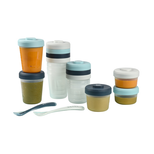 Béaba Conjunto de recipientes e colheres para armazenamento de comida para bebê Storm