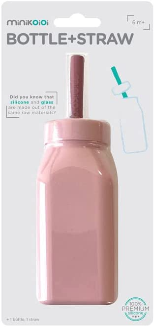 MinikOiOi 101240008 Garrafa 200 ml Garrafa+Palha Rosa
