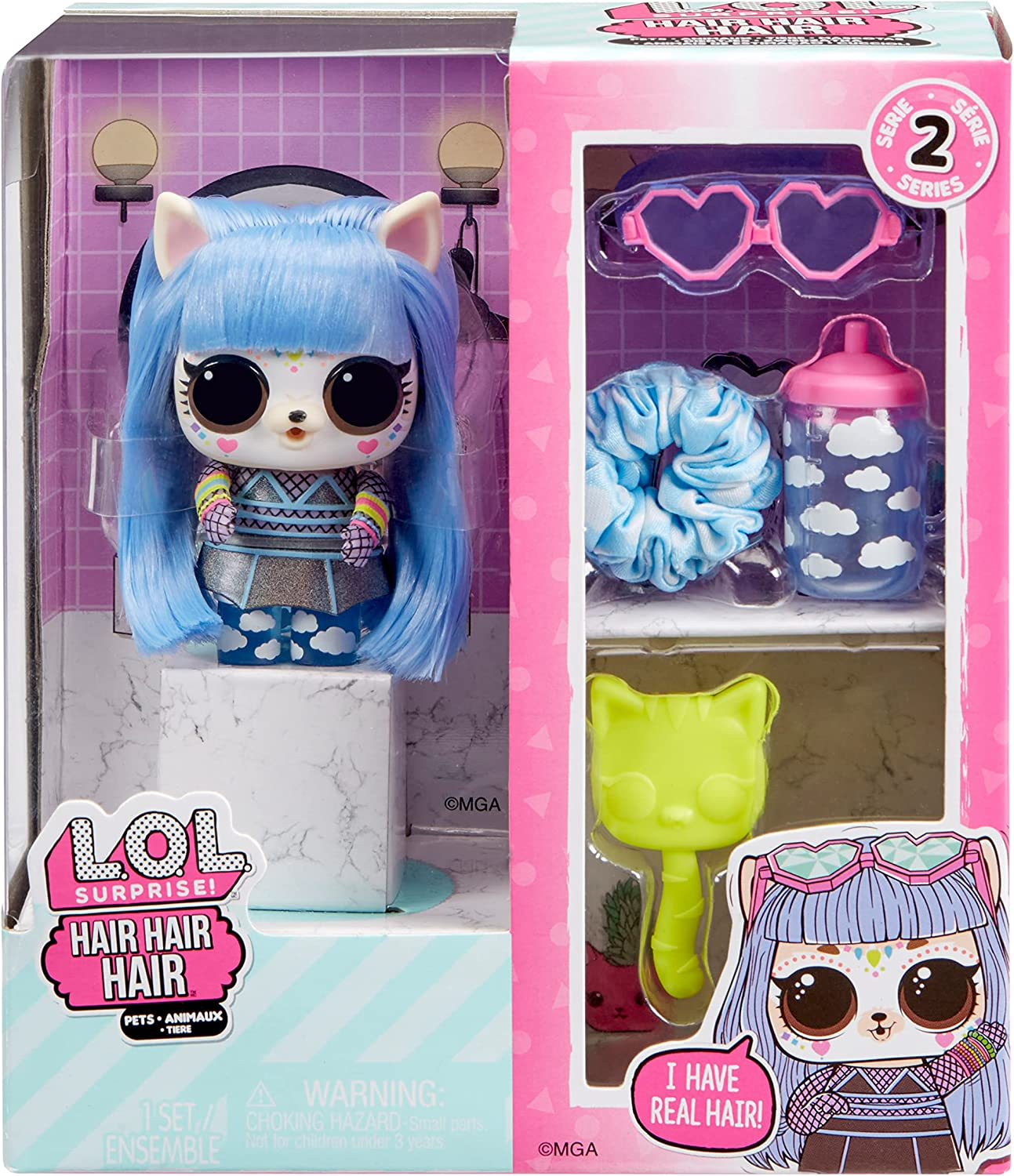 Jajaja ¡Sorpresa! Hair Hair Hair Pets Serie 2 - Abre la caja con 10 sorpresas que incluyen una mascota coleccionable con pelo real y accesorios - Apto para niños y coleccionistas a partir de 4 años