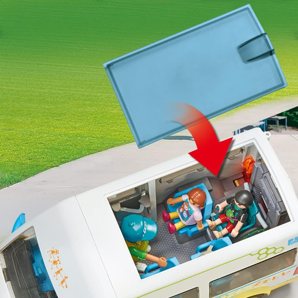 Playmobil 71329 Ônibus escolar City Life, ônibus escolar grande com porta deslizante e rampa dobrável para cadeira de rodas, brinquedo educativo, dramatização divertida e imaginativa, conjuntos de jogos adequados para crianças de 4 anos ou mais