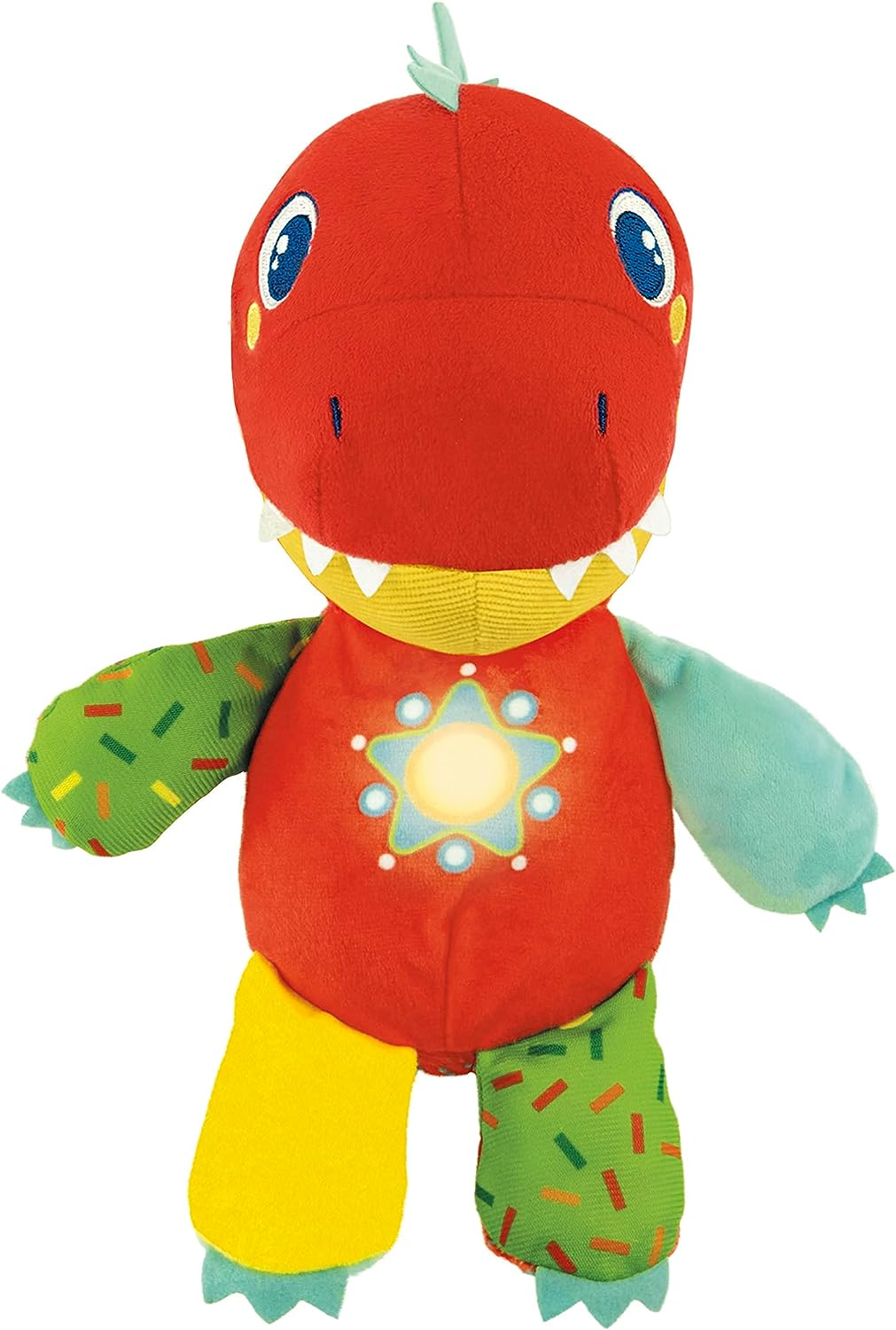 Clementoni 61384 My Little Dinosaur-Play Peluche, Niño Interactivo, Luz y Sonidos, Aprendizaje Infantil, Juguetes de Actividad para 6 Meses, Multicolor