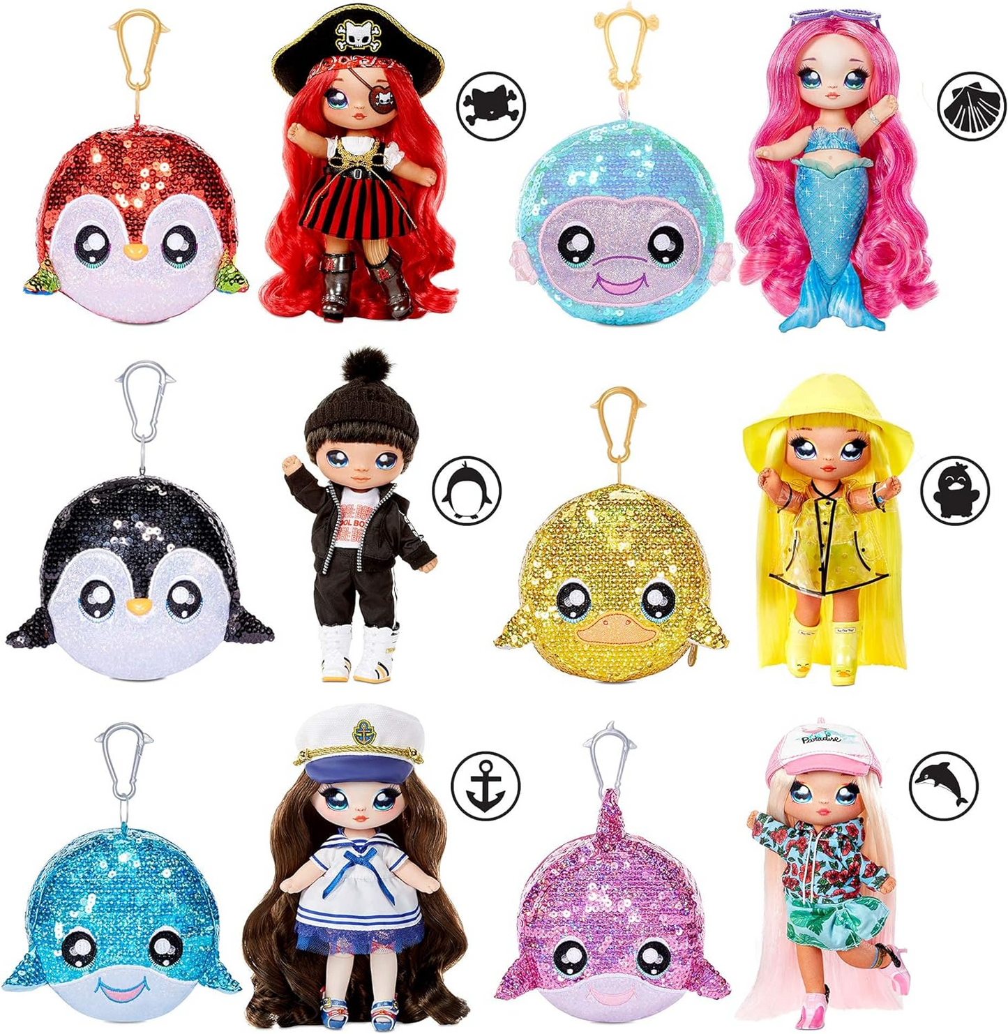 Na Na Na Surprise Boneca fashion 2 em 1 e bolsa Pom brilhante, SAILOR BLU. Boneca Marinheiro Com Roupas De Luxo e Acessórios De Moda. Série Brilho. Boneca fashion colecionável para meninos e meninas a partir de 5 anos