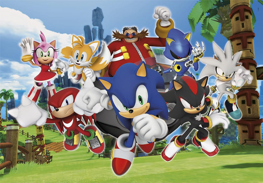 Clementoni 27159 Sonic Supercolor Sonic-104 Peças-Quebra-cabeça para crianças de 6 anos-Fabricado na Itália, multicolorido
