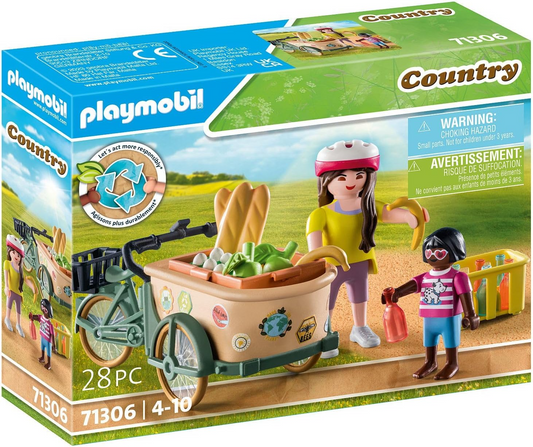 Playmobil 71306 Country Cargo Bike, transporte prático e ecológico e aventuras emocionantes, dramatização divertida e imaginativa, conjuntos de jogos adequados para crianças a partir de 4 anos