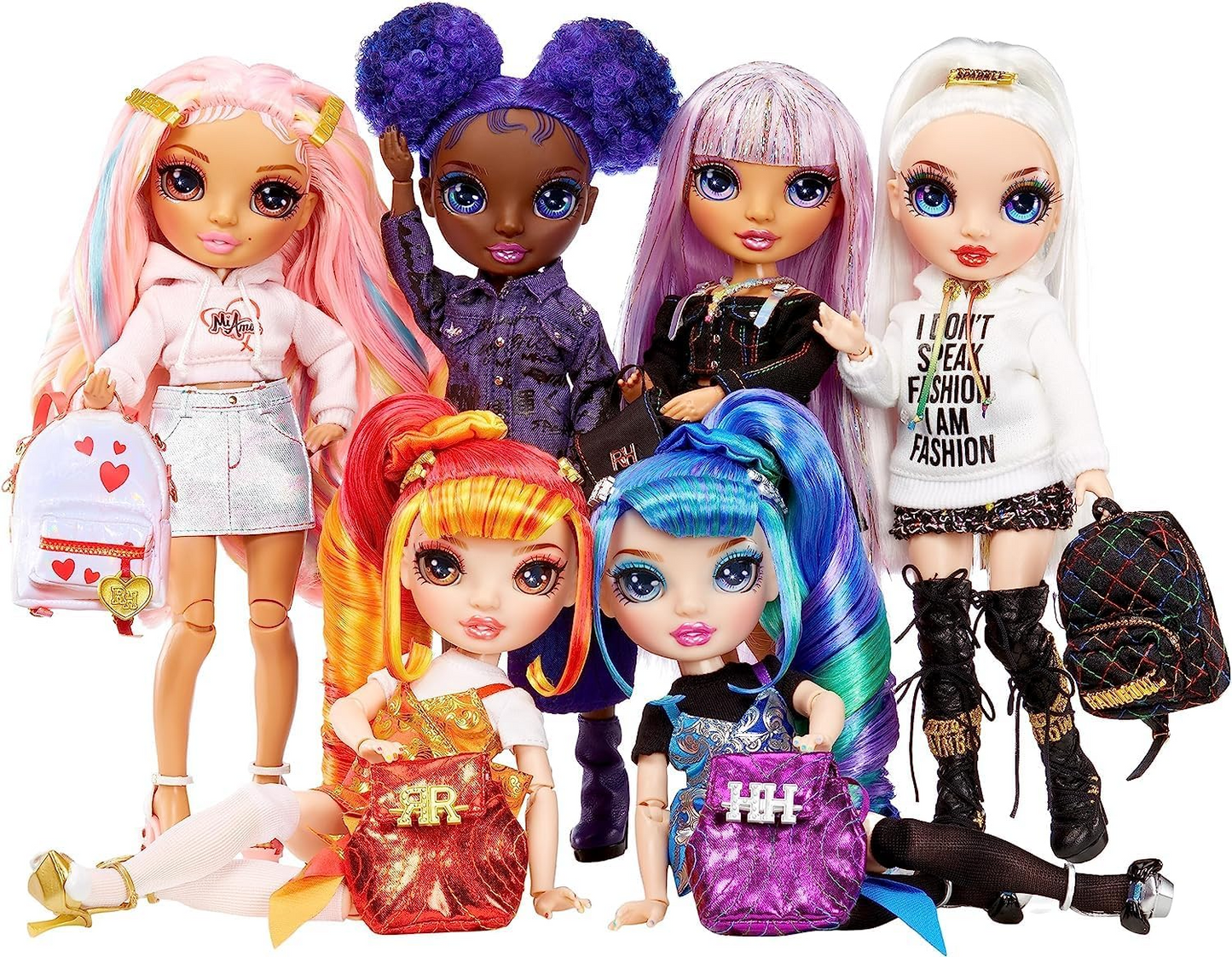 Rainbow Junior High Edição especial - AVERY STYLES - Boneca fashion ajustável de cabelo arco-íris brilhante de 9"/22,86 cm com acessórios e mochila macia aberta/fechada - Ótimo presente de brinquedo para crianças de 4 a 12 anos
