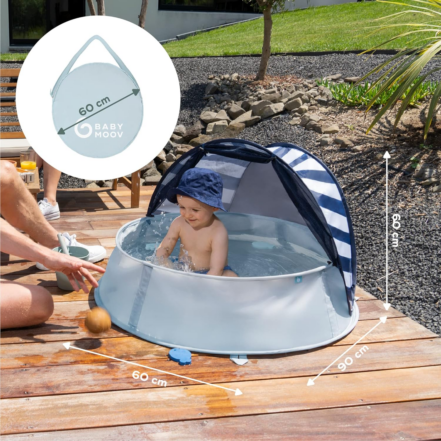 Tienda de campaña de playa y piscina infantil Babymoov Aquani Pop Up | Protección solar UPF 50+ anti-UV