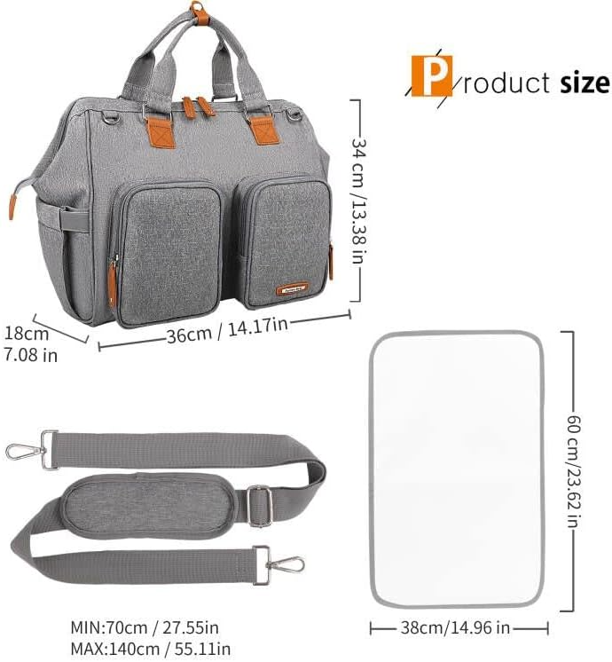 Pomelo Melhor bolsa para troca de bebê com clipes para carrinho de bebê e trocador