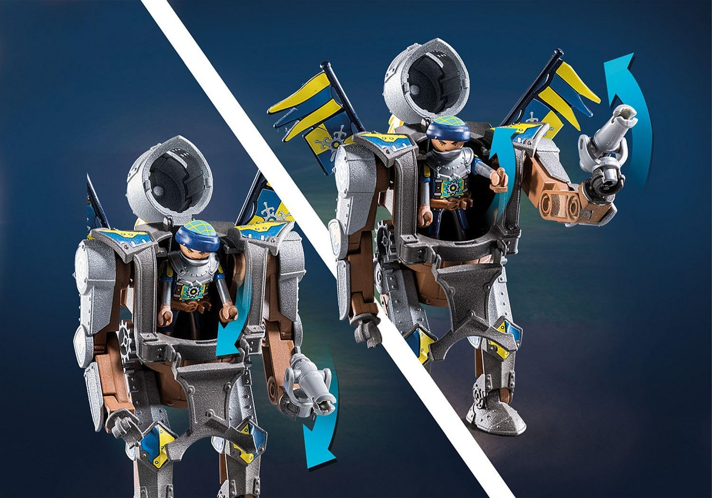 Playmobil 71300 Novelmore - Robô de Combate, Cavaleiro Gizmo Crafton e seu forte robô de combate, torneio, castelo medieval, brinquedo de cavaleiros, dramatização divertida e imaginativa, conjunto de jogos adequado para crianças de 4 anos ou mais