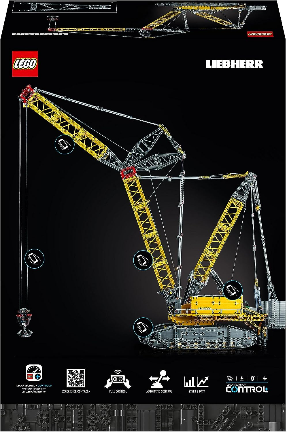 LEGO 42146 Technic Liebherr Crawler Crane LR 13000 Set, construa o melhor veículo de construção com controle remoto com aplicativo Control+, sistema de guincho e braço oscilante, modelo grande para adultos, homens, mulheres