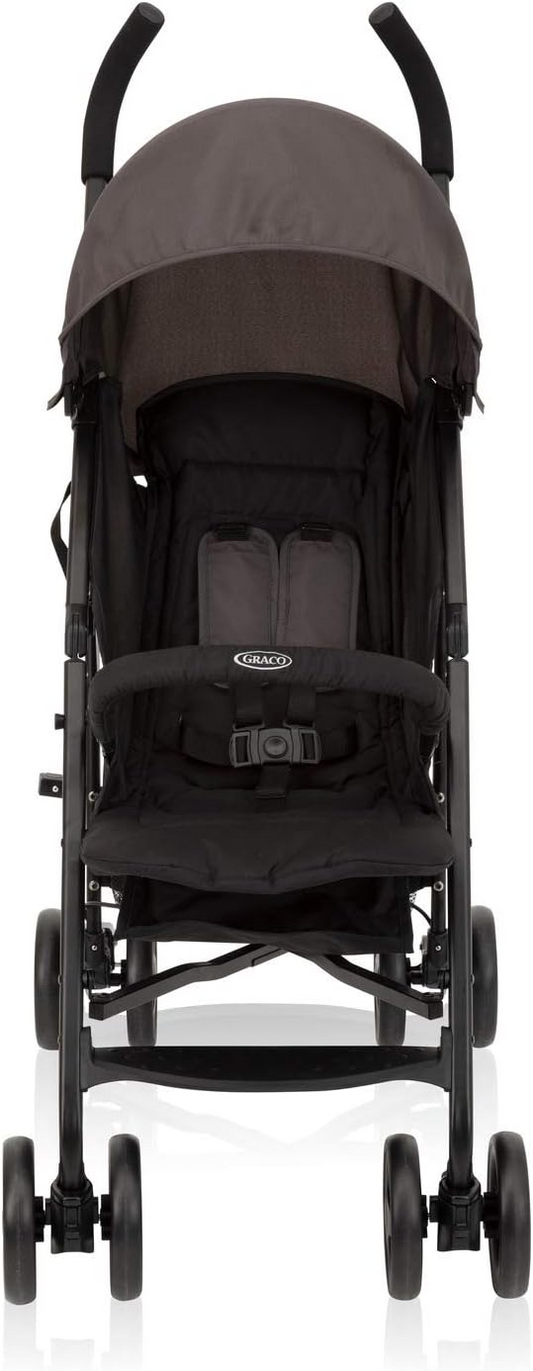 Cochecito compacto Graco TravelLite: adecuado desde el nacimiento hasta aprox. 3 años (15 kg), peso ligero de sólo 7 kg, estilo negro/gris