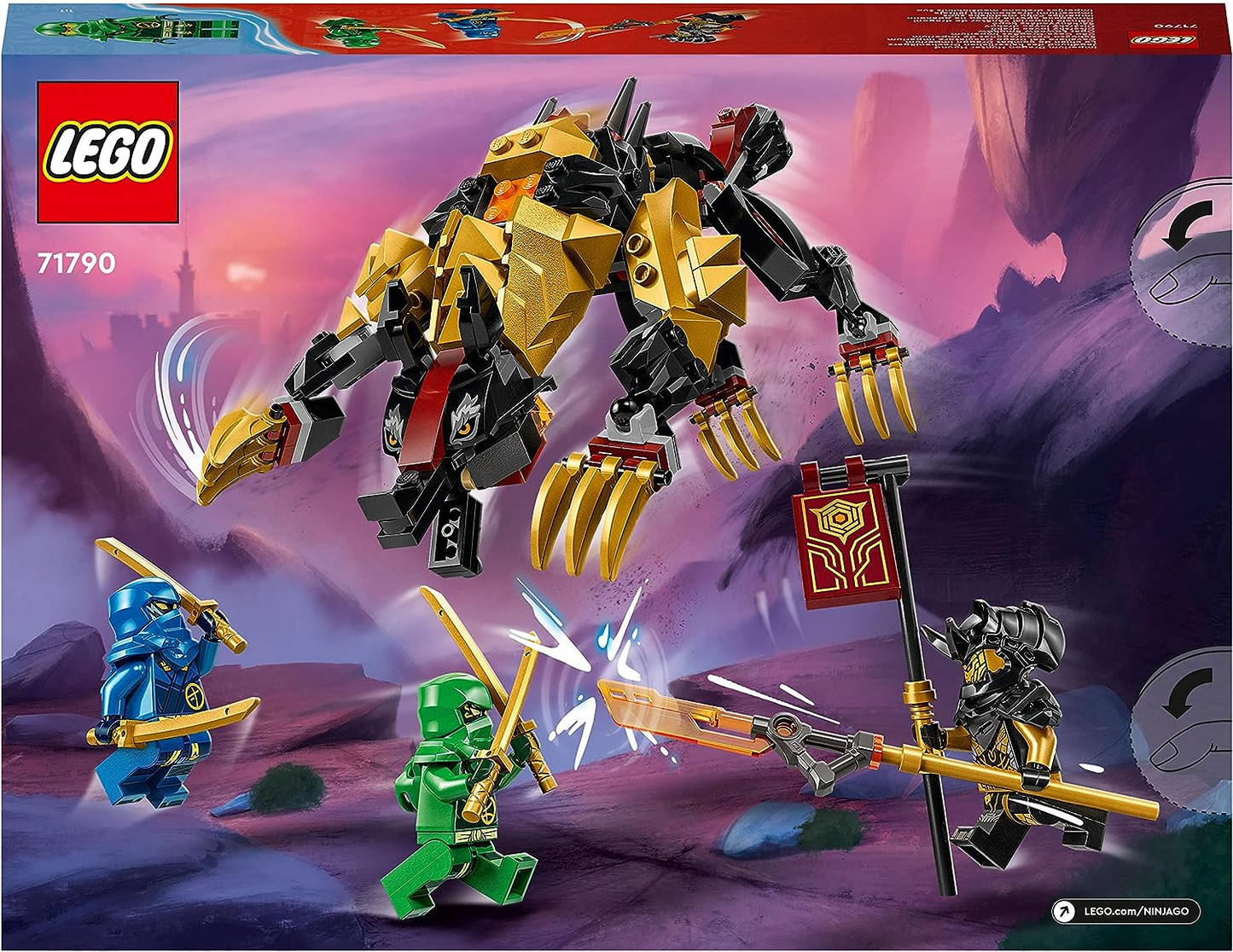 LEGO 71790 Conjunto NINJAGO Imperium Dragon Hunter Hound, brinquedo de construção de figura de monstro para crianças com mais de 6 anos, meninos, meninas, criatura mítica posável, presente ninja com 3 minifiguras