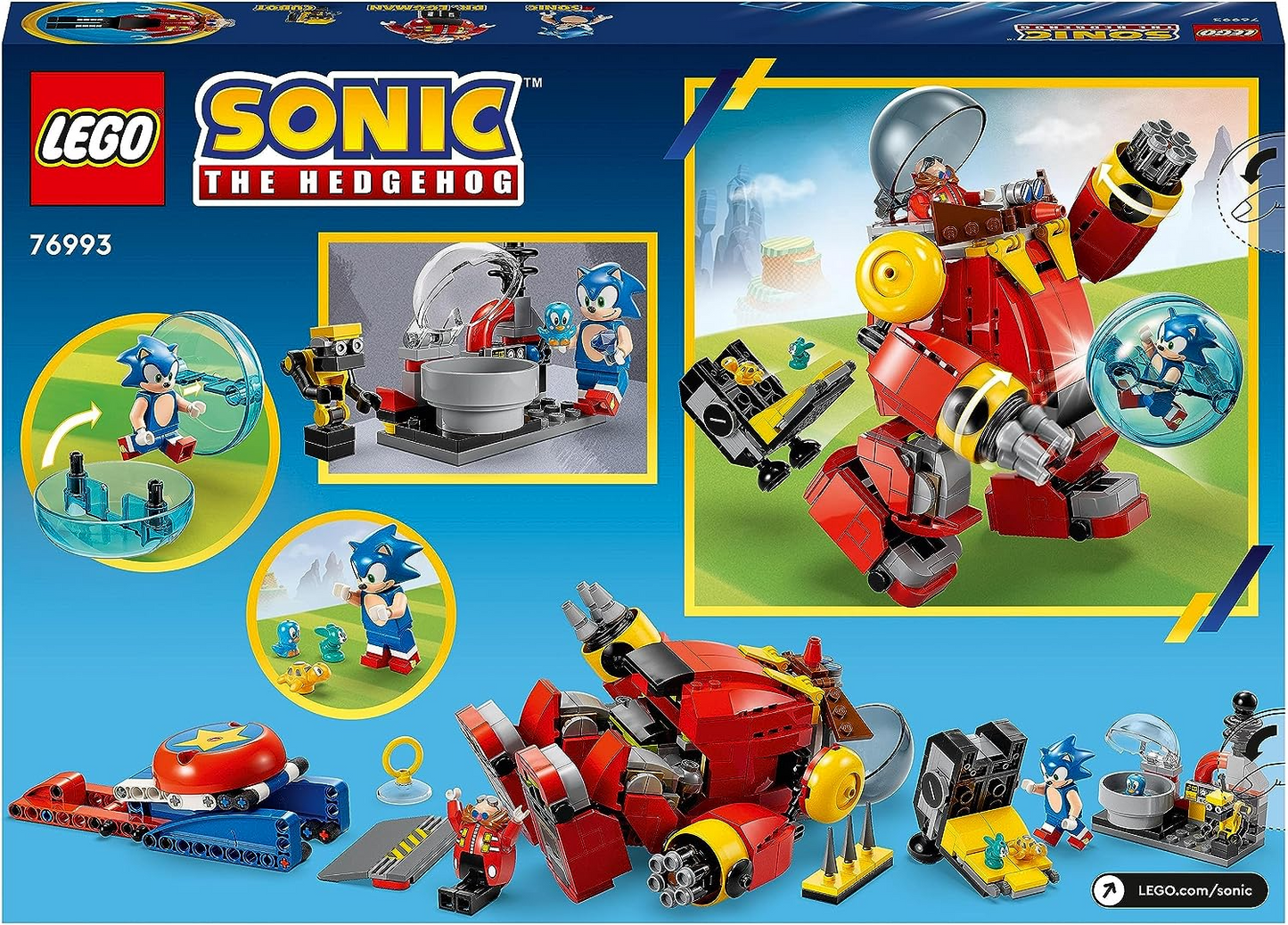LEGO 76993 Sonic the Hedgehog Sonic vs. Eggman's Death Egg Robot de juguete para niños con Sonic's Speed Sphere y Launcher Plus 6 personajes, regalo para niños y niñas