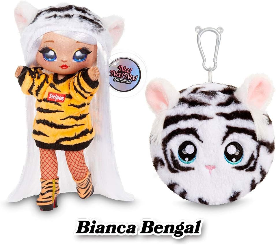 Na ! Na ! Na ! Surprise ! Boneca Pom 2 em 1 com Peluche de 10 cm e Boneca de Pelúcia de 20 cm Chaveiro e Roupas da Moda, Modelos Aleatórios para Colecionar (Série 4), Brinquedo para Crianças a partir de 3 Anos, NAA16 Anos,