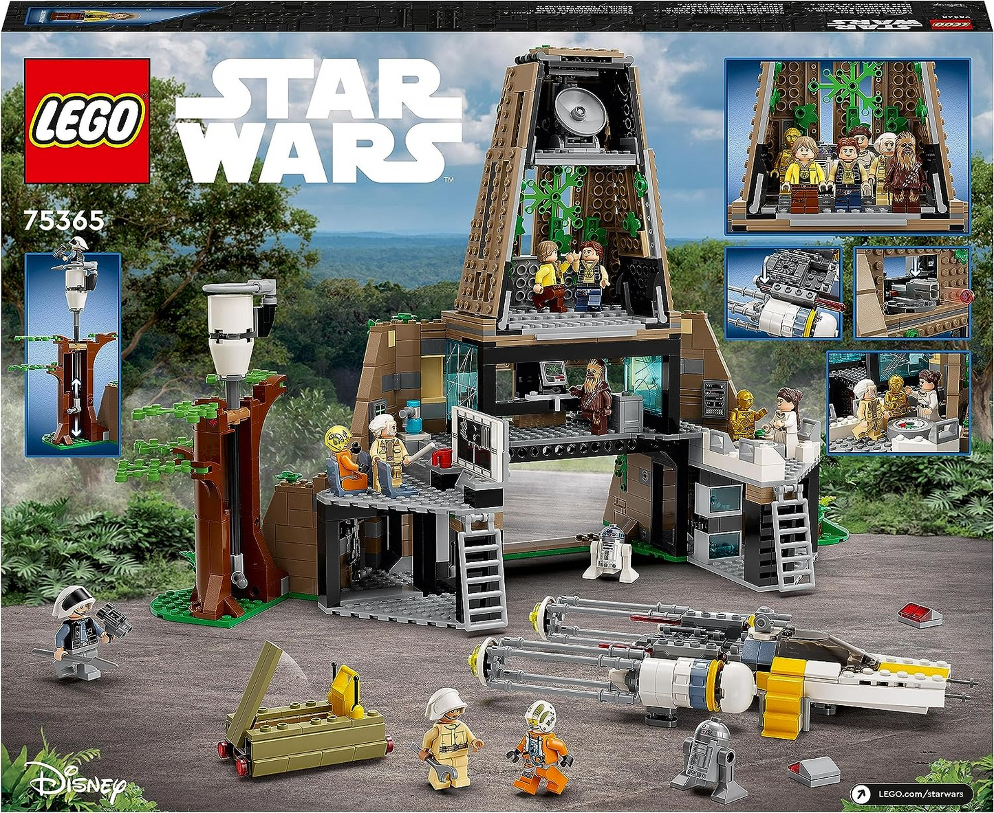 LEGO 75365 Star Wars: A New Hope Yavin 4 Rebel Base Set com 10 Minifiguras incluindo Luke Skywalker, Princesa Leia, Chewbacca, mais 2 Droid Figures, Y-Wing Starfighter e Command Room