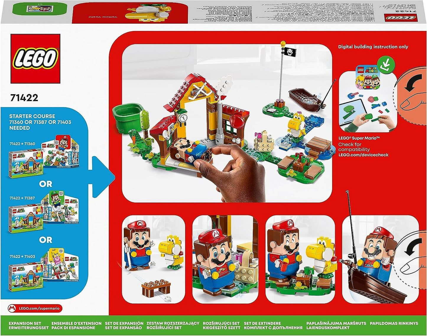 LEGO 71422 Piquenique do Super Mario na casa do Mario Conjunto de expansão, brinquedo montável com figura do Yoshi amarelo, ideia de presente para crianças, meninos e meninas com mais de 6 anos, combinado com o curso inicial