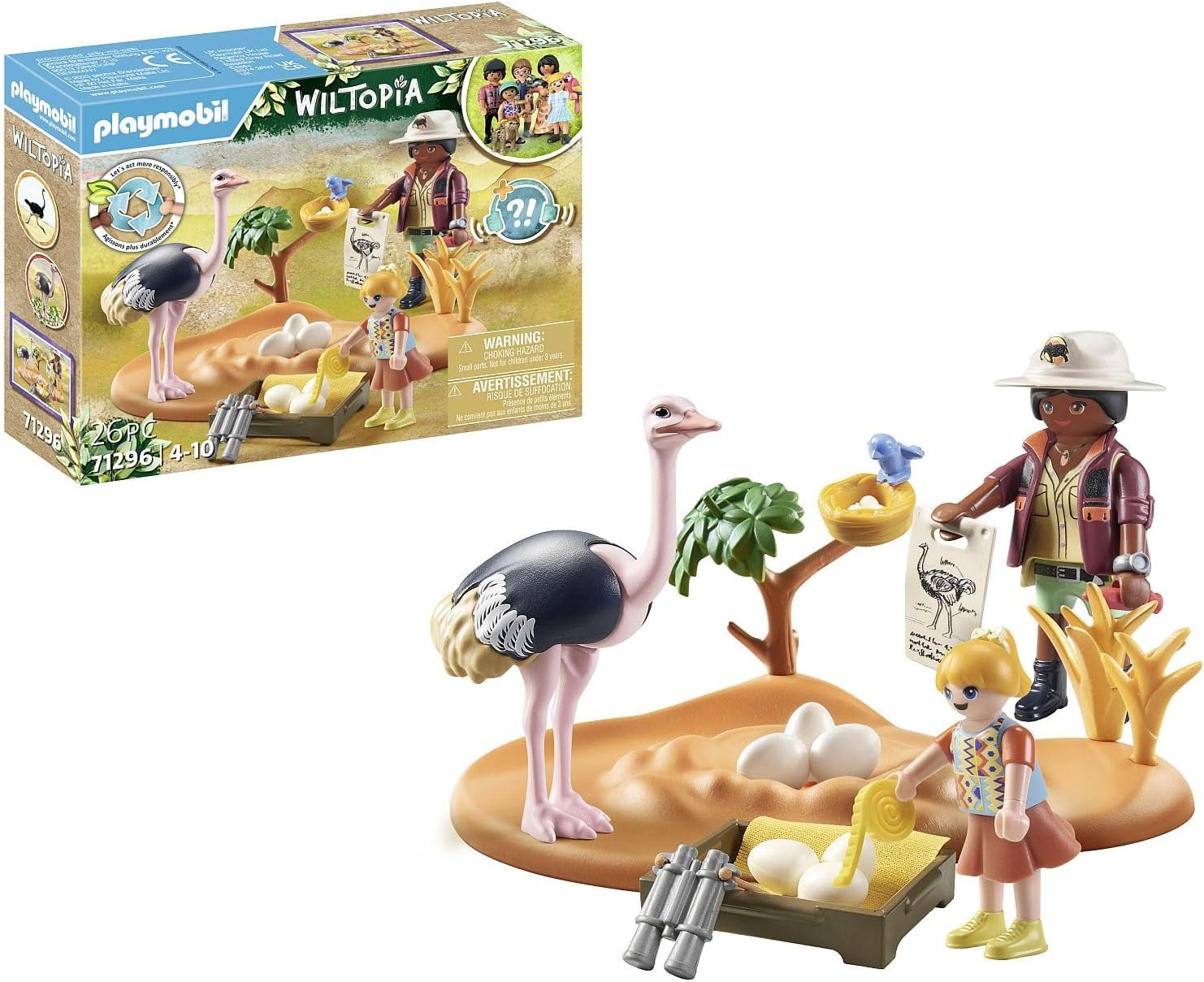 Playmobil 71296 Wiltopia Ostrich Nest, experiência de safári com efeit