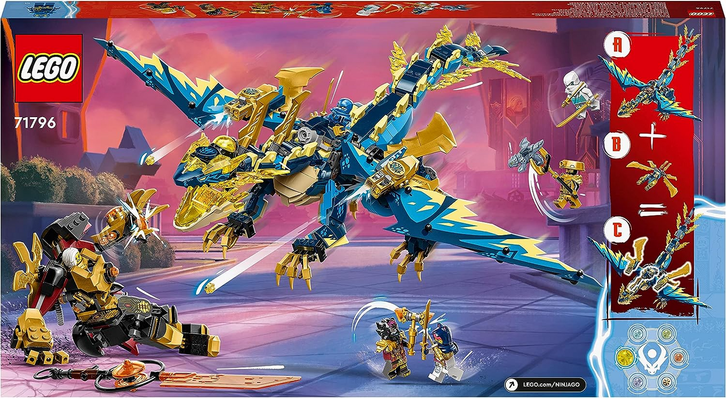 LEGO 71796 NINJAGO Elemental Dragon vs. The Empress Mech, grande conjunto de brinquedos de construção com brinquedo de dragão, figura de ação, folheto Ninja e 6 minifiguras, presente da série Dragons Rising para crianças, meninos e meninas