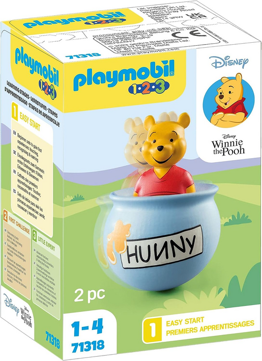 Playmobil 71318 1.2.3 y Disney: Winnie's Counter Balance Honey Pot, Winnie-the-Pooh, juguetes educativos para niños pequeños, juguetes de regalo y diversión, juegos de rol imaginativos, juegos para niños de 12 meses en adelante