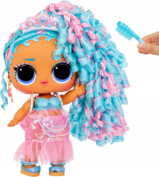 L.O.L. Surprise! Big Baby Hair Hair Hair Boneca grande - SPLASH QUEEN - Boneca de 11"/27,94 cm com 14 surpresas, incluindo acessórios compartilháveis e cabelo real - Adequado para crianças e colecionadores de 4 anos ou mais