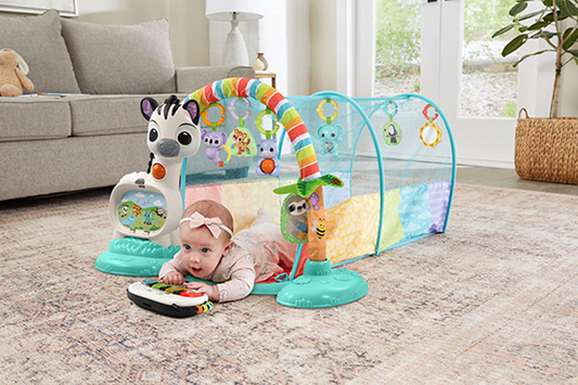 VTech Baby 6 em 1 Túnel de brincadeira, brinquedo de bebê para explorar e engatinhar com luzes e música, presente animal interativo para bebês de 3, 6, 9, 12 meses +, versão em inglês