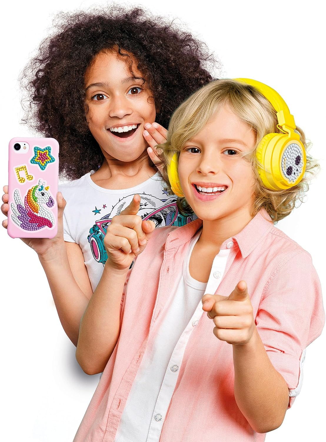 Clementoni 18716 Idea-Sparkly Creations-Sparkle Painting Kit, Craft for Kids, Diamond Arts, Creative Gift for Girl 7, Gem Stickers, Glitter Mosaic, Made in Italy, Multi-Color