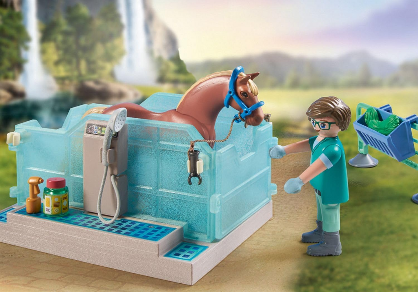 Playmobil 71352 Cavalos da Cachoeira - Equitação e Prática Veterinária, paraíso mágico das cachoeiras para os amantes de cavalos, dramatização divertida e imaginativa, conjuntos de jogos sustentáveis adequados para crianças a partir de 5 anos