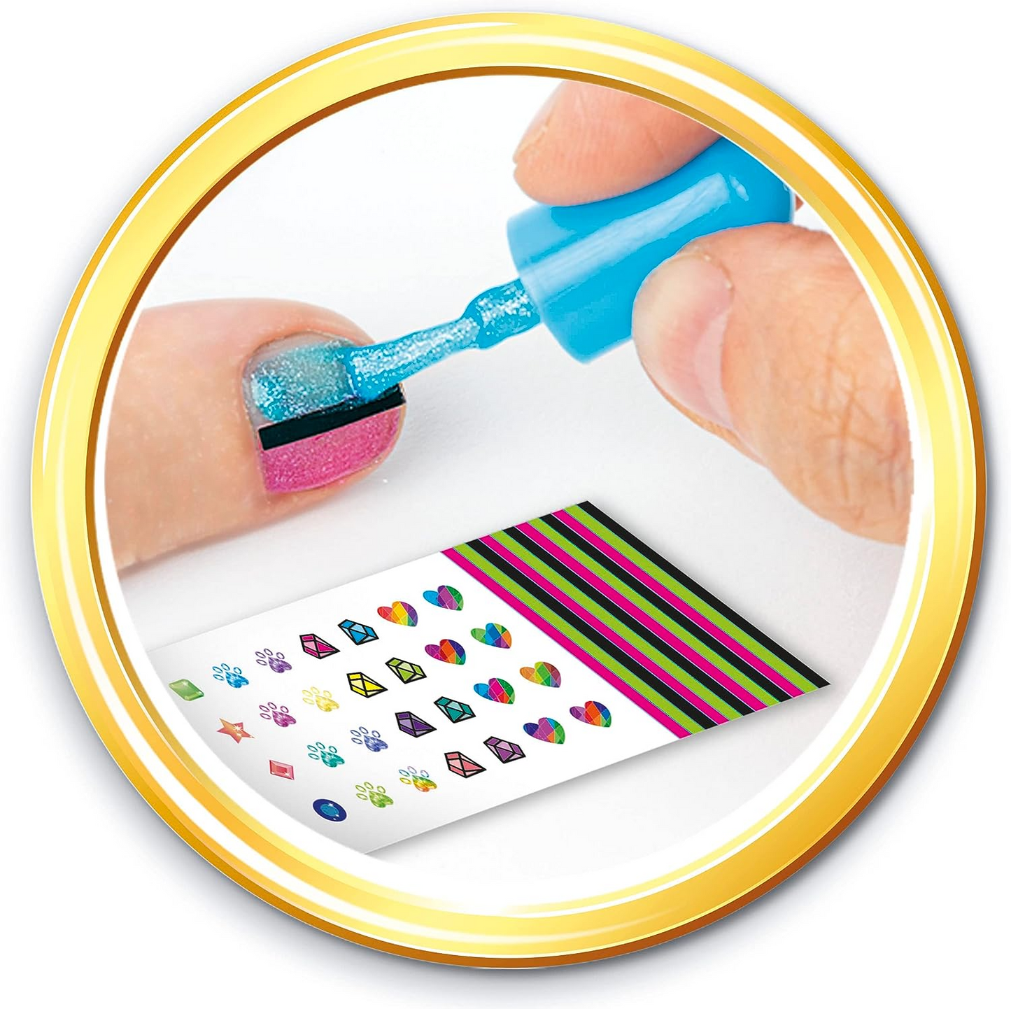 Clementoni 18730 Crazy Chic Studio Designer, Set de Esmaltes, Arte y Manualidades, Uñas Infantiles, Regalos para Niñas de 7 Años, Manicura Hecha a Mano, Juguetes Creativos