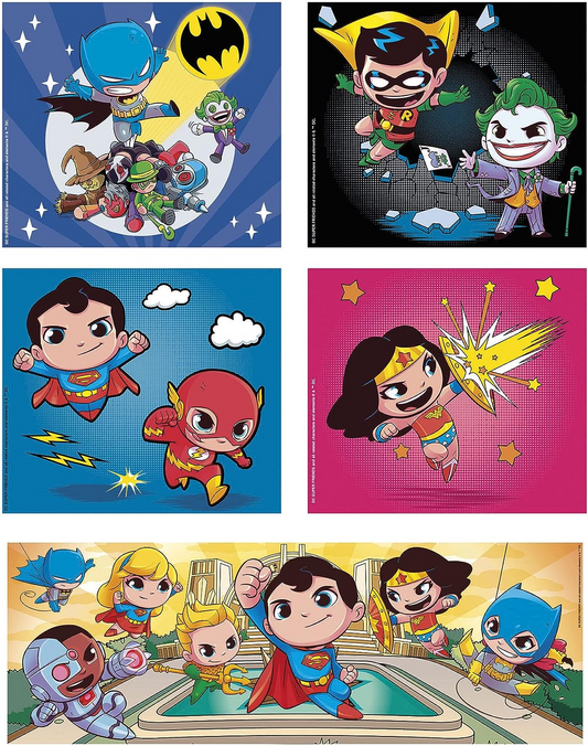 Clementoni 20272 18+30+48+60pcs Supercolor 10 em 1 Dc Comics (3x18, 4x30, 2x48 e 1x60 peças) -Quebra-cabeça para crianças de 4 anos, multicolorido, médio