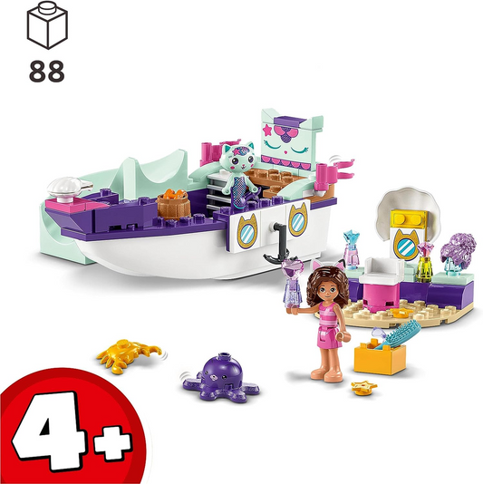 LEGO 10786 Gabby's Dollhouse Gabby & MerCat's Ship & Spa Boat Toy com salão de beleza
