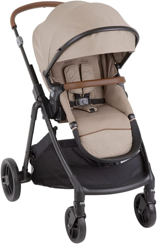 Elegante cochecito Graco Near2Me con asiento reversible: adecuado desde el nacimiento hasta aprox. 4 años (22 kg). 3 ajustes de altura Slide2Me, incluye protector de pies de lujo y cubierta para la lluvia, estilo avena