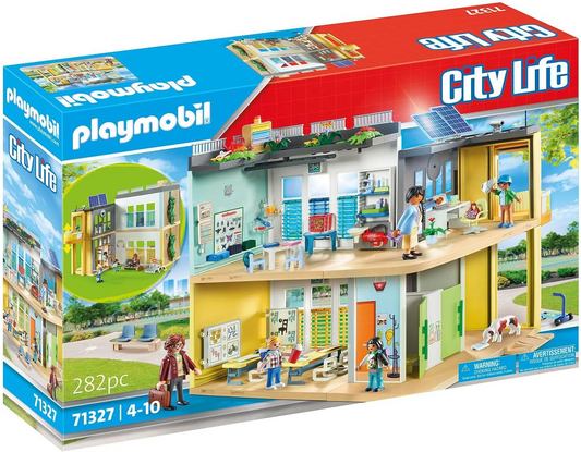 Playmobil 71327 City Life Escuela Grande, Edificio Escolar Amueblado, Sin Barreras con Ascensor, Juguete Educativo, Juego de Rol Divertido e Imaginativo, Juegos Adecuados para Niños a Partir de 4 Años