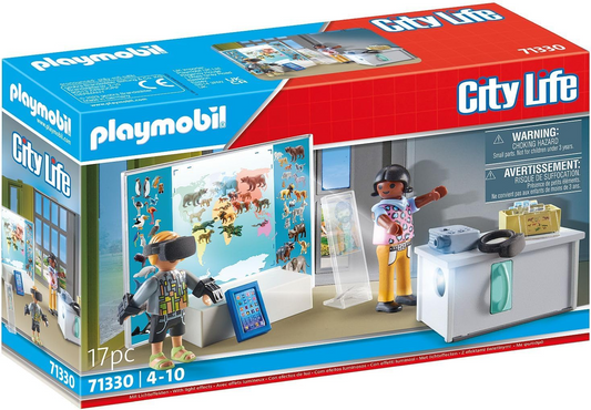 Playmobil 71330 City Life Sala de aula virtual, projetor funcional, tablet e óculos VR para brincadeiras divertidas e criativas, conjuntos de jogos adequados para crianças a partir de 4 anos
