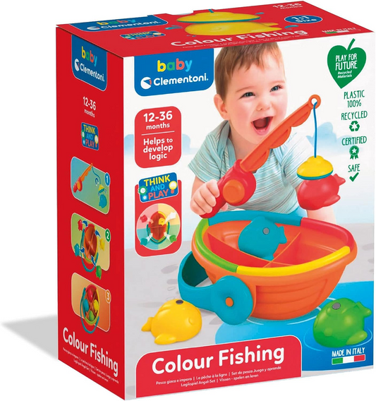 Clementoni 17688 Fishing-Early, Infant, Activity 1 Year Olds, Floating Bath Toy for Kids, Made in Italy, Multi-Colored, Medio