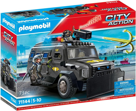 Playmobil 71144 City Action Vehículo Todo Terreno de Policía Táctica, Moderno Vehículo Todoterreno de Fuerzas Especiales con Luz y Sonido, Juego de Rol Divertido e Imaginativo, Set de Juego Adecuado para Niños a Partir de 5 Años