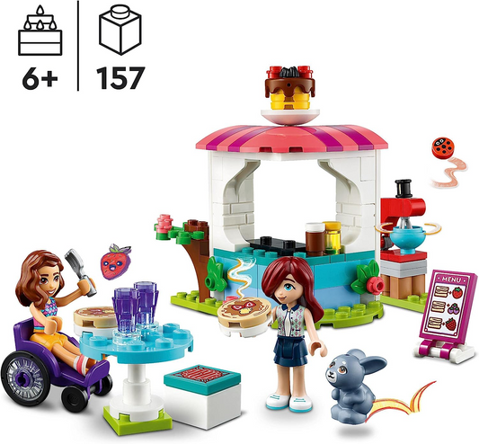 LEGO 41753 Conjunto de café Friends Pancake Shop, brinquedo criativo para meninas, meninos e crianças de 6 anos ou mais com mini bonecas Paisley e Luna, além de boneco de coelhinho, pequeno presente para crianças
