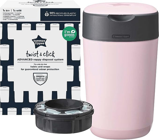 Tommee Tippee Sangenic Cubo de basura Twist and Click elimina olores y gérmenes - Rosa