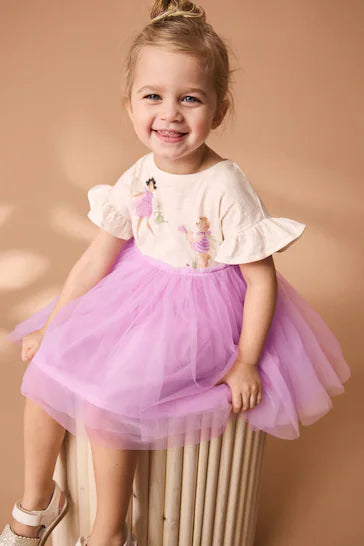 |Girl| Vestido De Malha Rosa/Branco Brilhante (3 meses a 7 anos)