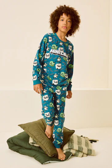Chico Grande Unique Minecraft Pijama verde azulado de tejido polar s