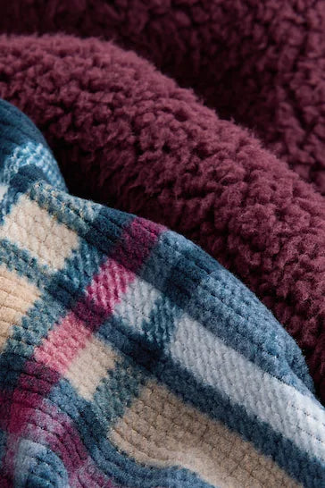 |BigBoy| Pijama Unico Borg Com Xadrez Roxo Ameixa (3 a 16 anos)